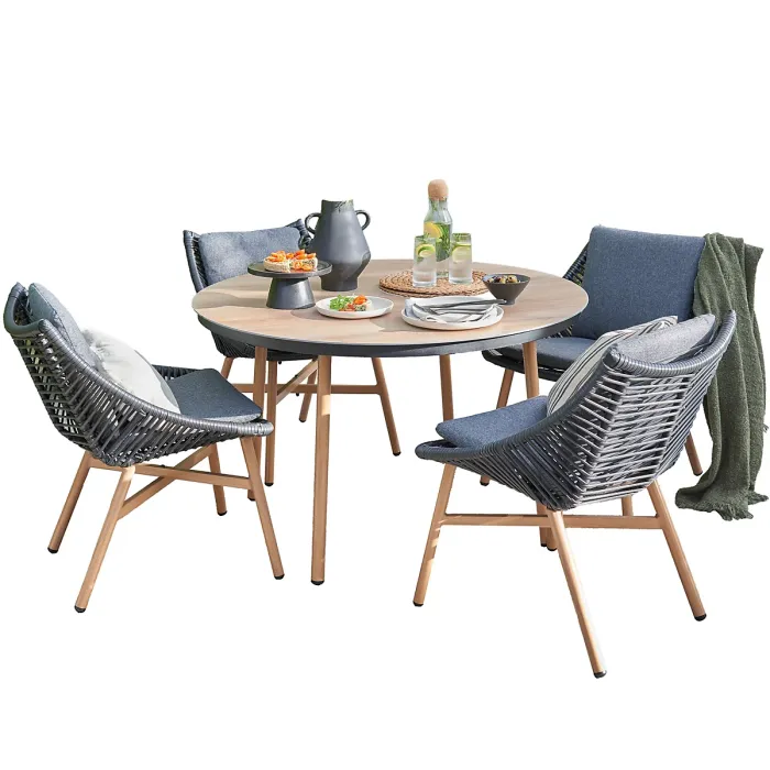 Norfolk Leisure Keswick Grey Metal 4 seater Dining set