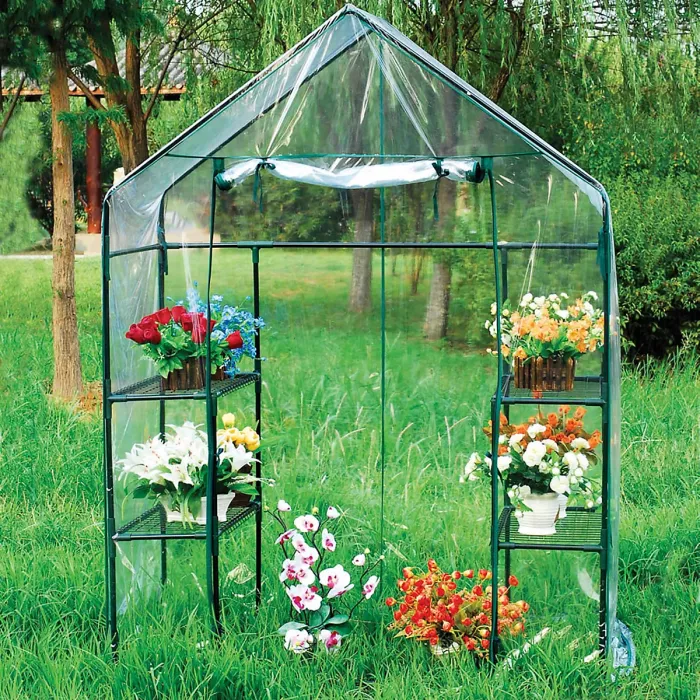 Walk In 4 shelf Greenhouse/ Grow House w/ PVC Cover for Garden