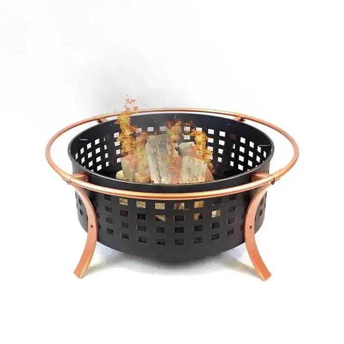 Oren Fire Pit Deluxe Deep Bowl Industrial Black Copper Rim 96cm x 63cm Outdoor Garden Furniture