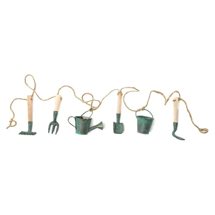 Decorative Garden Tool Garland - Watering Can Verdi Gris Green
