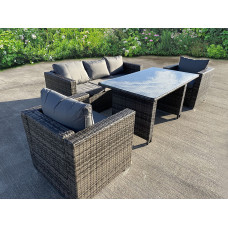RATTAN WICKER GARDEN OUTDOOR SEATER SOFA CONSERVATORY FURNITURE PATIO COFFEE TABLE STOOLS STORAGE DINING SET GREY