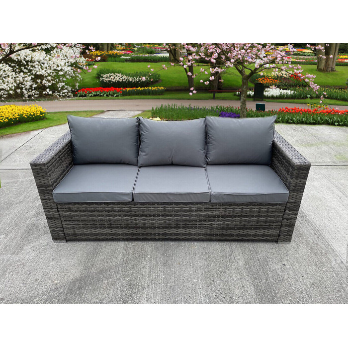 RATTAN WICKER GARDEN OUTDOOR SEATER SOFA CONSERVATORY FURNITURE PATIO COFFEE TABLE STOOLS STORAGE DINING SET GREY