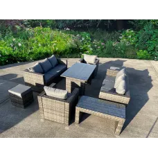 World RATTAN WICKER GARDEN OUTDOOR SEATER SOFA CONSERVATORY FURNITURE PATIO COFFEE TABLE STOOLS STORAGE DINING SET GREY