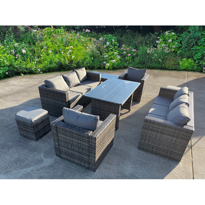 World RATTAN WICKER GARDEN OUTDOOR SEATER SOFA CONSERVATORY FURNITURE PATIO COFFEE TABLE STOOLS STORAGE DINING SET GREY
