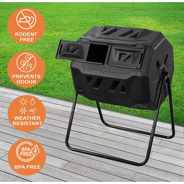 Bristol Tool Company Garden Compost Bin Tumbler, 160 Litre, Odour Free, Weather Resistant, 360 Degree Tumbling, Speedy Composting