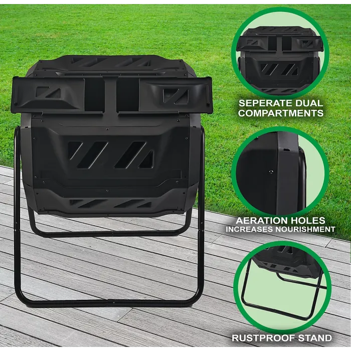 Bristol Tool Company Garden Compost Bin Tumbler, 160 Litre, Odour Free, Weather Resistant, 360 Degree Tumbling, Speedy Composting