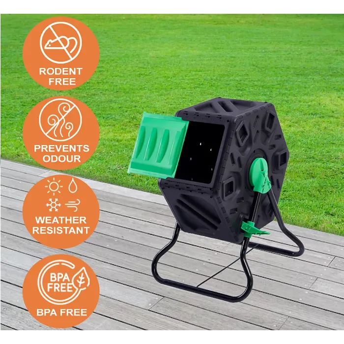 Bristol Tool Company Garden Compost Bin Tumbler 65 Litre, Odour Free, Weather Resistant, 360 Degree Tumbling, Speedy Composting