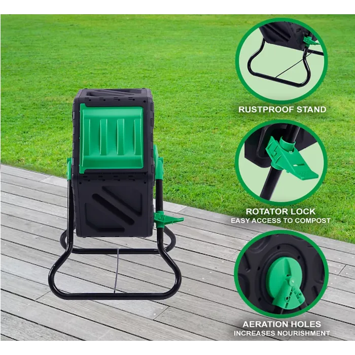 Bristol Tool Company Garden Compost Bin Tumbler 65 Litre, Odour Free, Weather Resistant, 360 Degree Tumbling, Speedy Composting