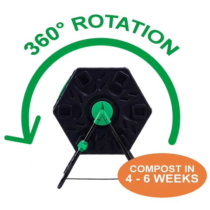 Bristol Tool Company Garden Compost Bin Tumbler 65 Litre, Odour Free, Weather Resistant, 360 Degree Tumbling, Speedy Composting