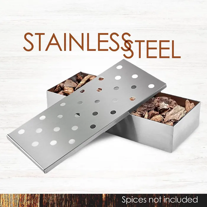 GEEZY Smoker Box for Wooden Chips Stainless Steel Meet BBQ Gas Charcoal Grilling Tool