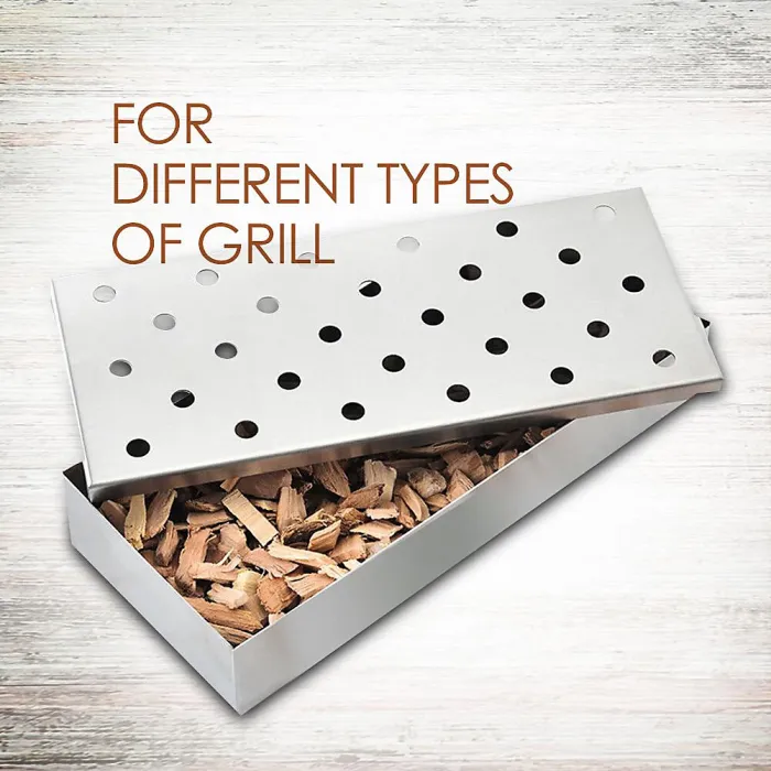 GEEZY Smoker Box for Wooden Chips Stainless Steel Meet BBQ Gas Charcoal Grilling Tool