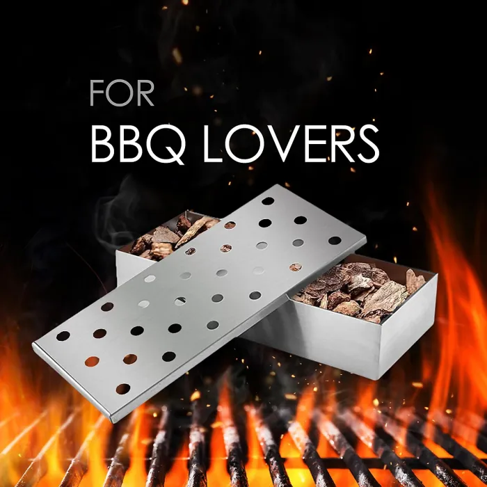 GEEZY Smoker Box for Wooden Chips Stainless Steel Meet BBQ Gas Charcoal Grilling Tool