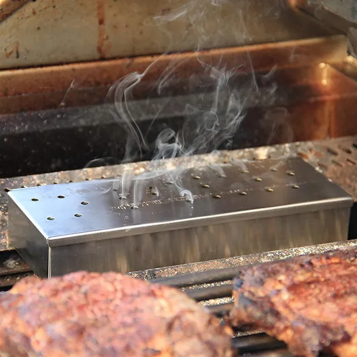 GEEZY Smoker Box for Wooden Chips Stainless Steel Meet BBQ Gas Charcoal Grilling Tool