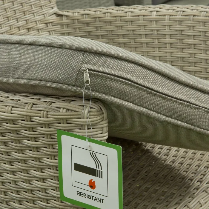 Sarasota 6 Seat Rattan Rectangular Garden Dining Set with Aluminium Frame in Natural