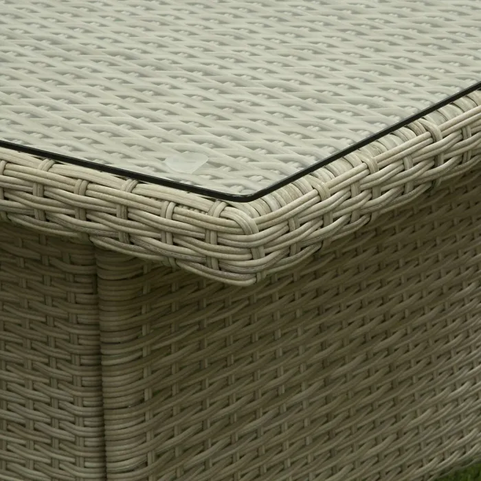 Sarasota 6 Seat Rattan Rectangular Garden Dining Set with Aluminium Frame in Natural