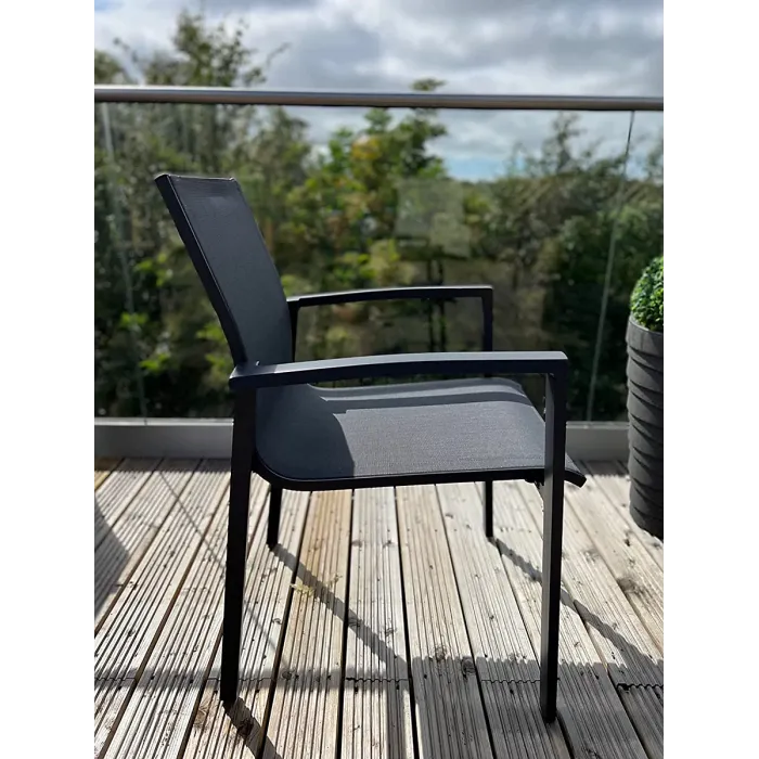 Garden Store Direct Anzio 6 Seat Rectangular Dining Set, Aluminium Frame, Tempered Ceramic Glass Top