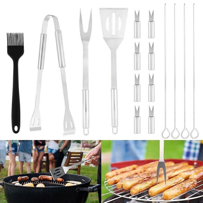 16 PCS Stainless Steel BBQ Tools Set Outdoor Cooking Barbecue Utensil Grill Kit
