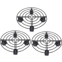 3X Metal Plant Flower Pot Stand Trolley on Wheels Indoor Outdoor Home Garden Tools