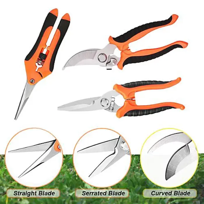 Stainless Steel 3Pcs Garden Pruning Shears Stainless Steel
