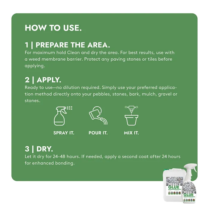 Pebble Glue 5L Bottle - Resin Binder for Decorative Garden Stones, Gravel, Mulch, Bark, Slate Chippings and Aggregates