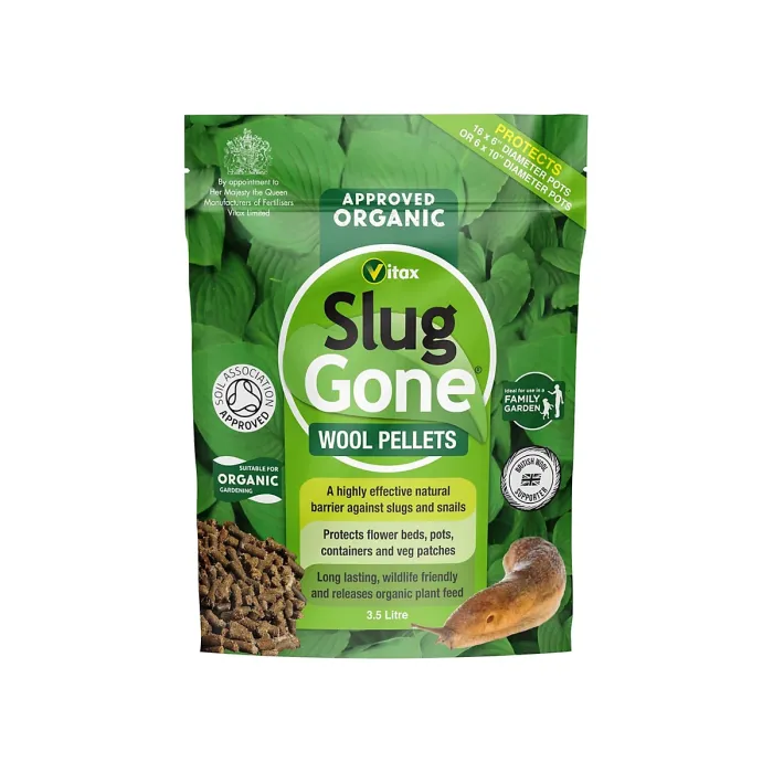 Vitax Slug Gone Wool Pellets Natural Organic Barrier To Protect Borders Pots & Containers From Slugs And Snails Long Lasting 3.5L