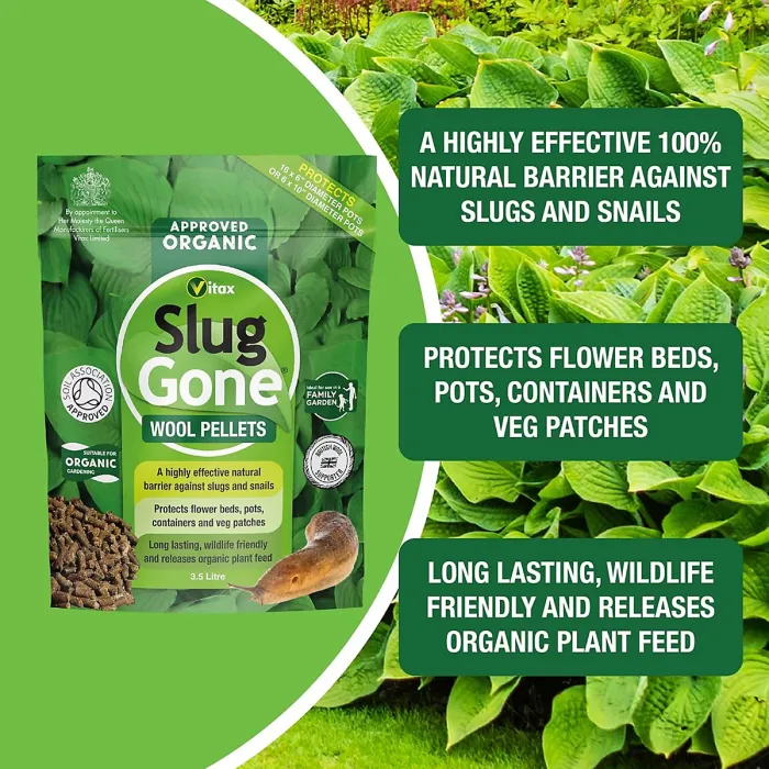 Vitax Slug Gone Wool Pellets Natural Organic Barrier To Protect Borders Pots & Containers From Slugs And Snails Long Lasting 3.5L