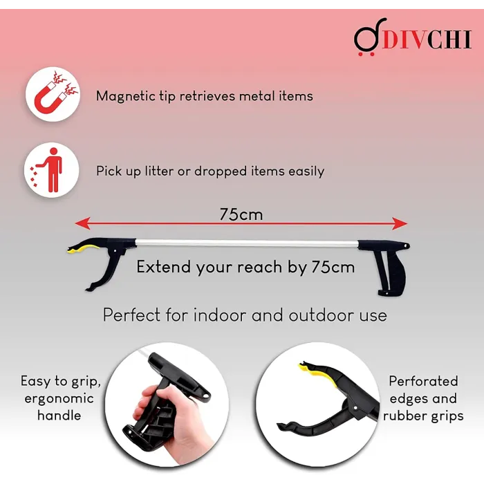 DIVCHI Litter Picker 24Pack 30-Inch Grabbing Tool with Magnetic Pick-Up Tip, Extended Reach, Comfortable Handle, and Multi-Purpose