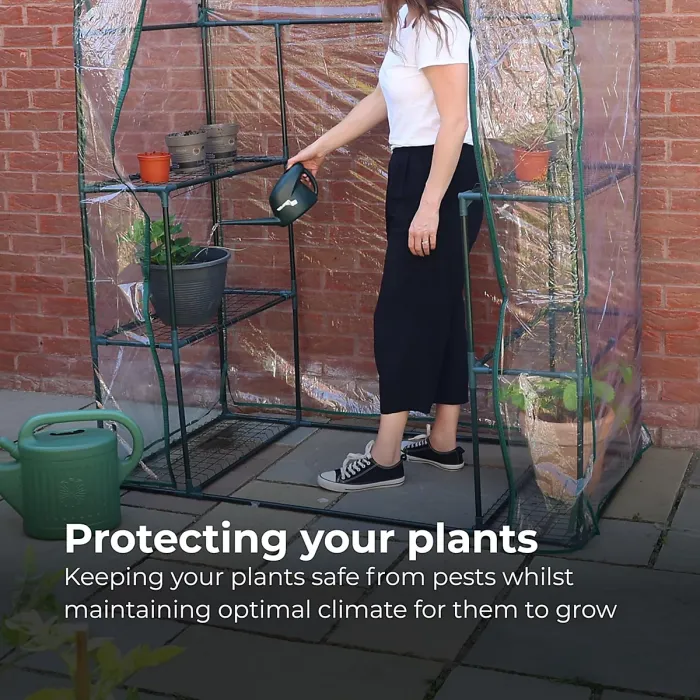 DIVCHI 3 Tier Walk In Greenhouse for Indoor & Outdoor Use Durable Steel Frame Clear PVC Cover Ideal for Growing Vegetables