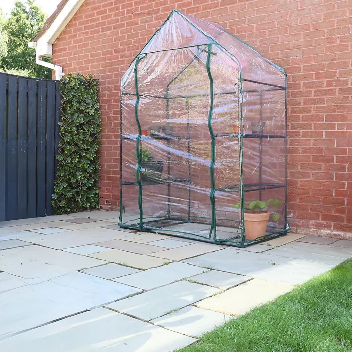 DIVCHI 3 Tier Walk In Greenhouse for Indoor & Outdoor Use Durable Steel Frame Clear PVC Cover Ideal for Growing Vegetables