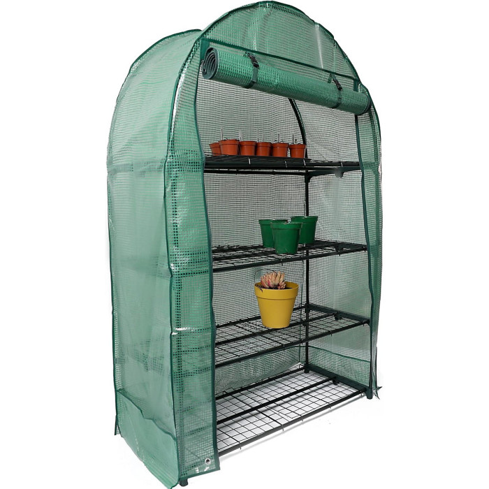 4 Tier Wide Greenhouse With Frame And Cover Bigger Than Small Greenhouse For The Garden Roll Up Zip Panel Door For Outdoors