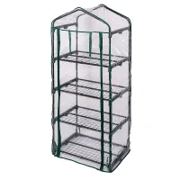 TOUGH MASTER 4 Tier Greenhouse Durable Steel Frame, Clear PVC Cover, Roll up Zip Panel Door - TM-GH4TC