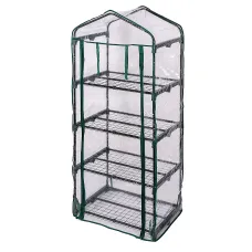 TOUGH MASTER 4 Tier Greenhouse Durable Steel Frame, Clear PVC Cover, Roll up Zip Panel Door - TM-GH4TC