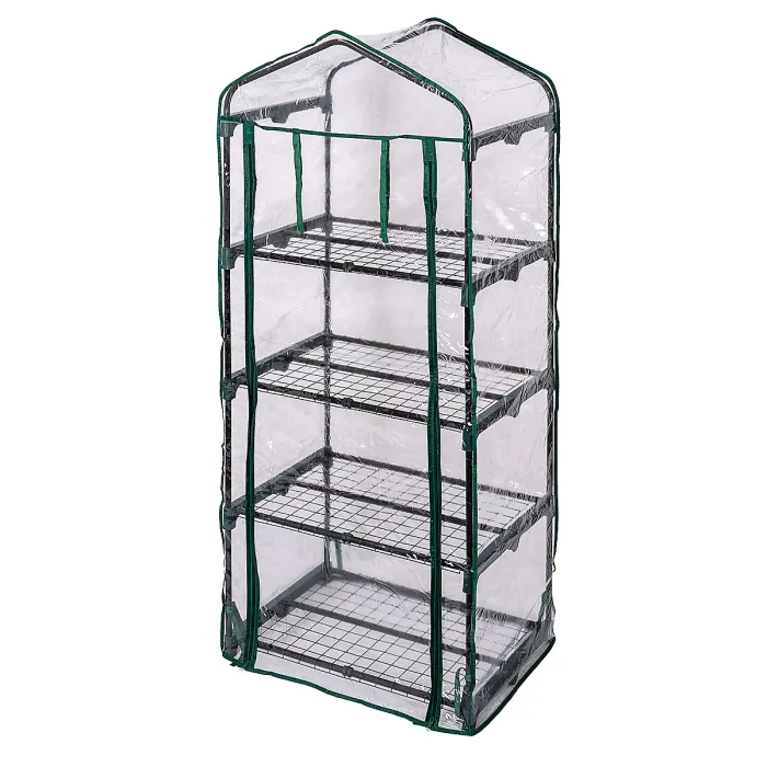 TOUGH MASTER 4 Tier Greenhouse Durable Steel Frame, Clear PVC Cover, Roll up Zip Panel Door - TM-GH4TC