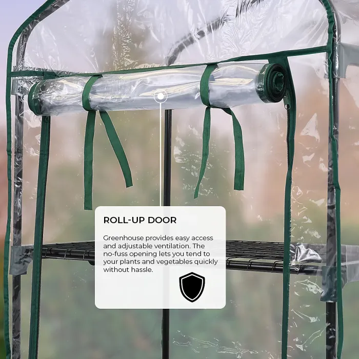 TOUGH MASTER 4 Tier Greenhouse Durable Steel Frame, Clear PVC Cover, Roll up Zip Panel Door - TM-GH4TC