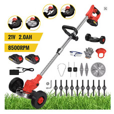21V Cordless Grass trimmer, Cordless Lightweight expendable handle 3in1 with 2x Li-ion Battery and Charger and accessories