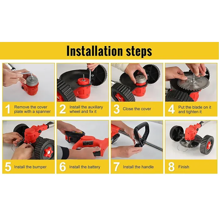 21V Cordless Grass trimmer, Cordless Lightweight expendable handle 3in1 with 2x Li-ion Battery and Charger and accessories