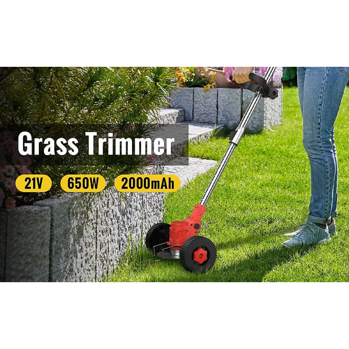 21V Cordless Grass trimmer, Cordless Lightweight expendable handle 3in1 with 2x Li-ion Battery and Charger and accessories