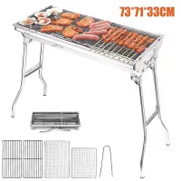 Portable Grill Folding Barbecue Outdoor Stainless Steel Stove Holder Camping Large Size Barbecue Tool Foldable BBQ Grill