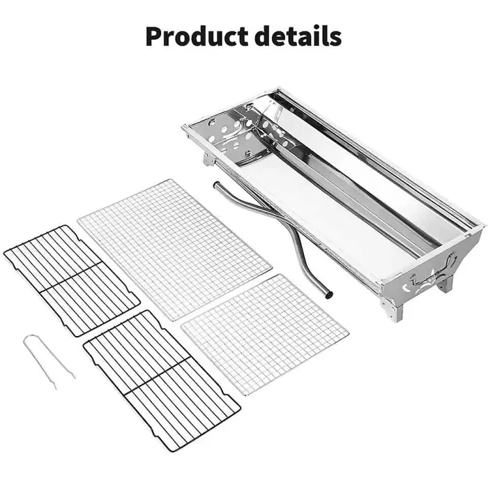 Portable Grill Folding Barbecue Outdoor Stainless Steel Stove Holder Camping Large Size Barbecue Tool Foldable BBQ Grill