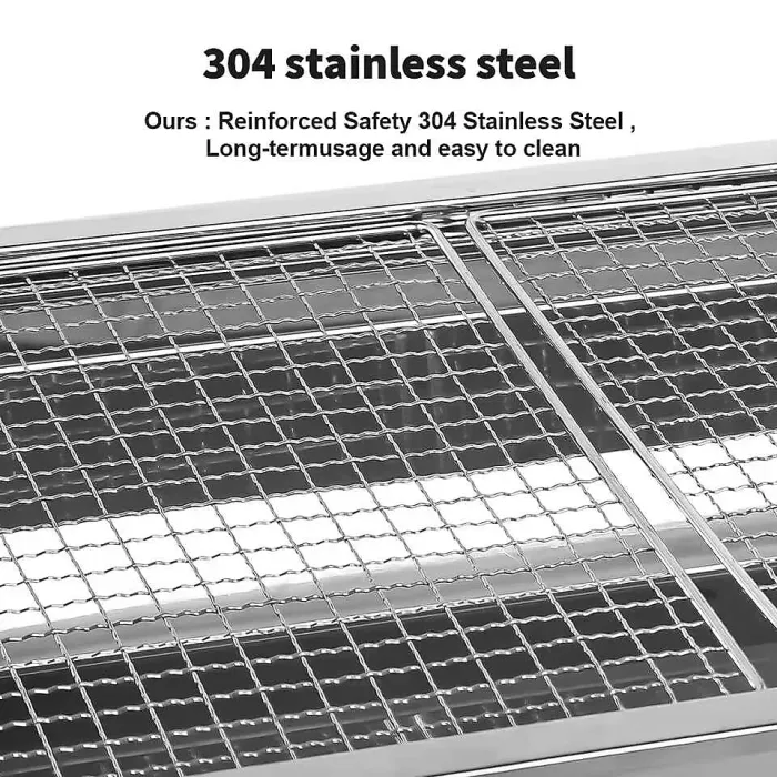 Portable Grill Folding Barbecue Outdoor Stainless Steel Stove Holder Camping Large Size Barbecue Tool Foldable BBQ Grill