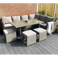The Knutsford 9 Seat Grey Corner Rattan Dining Set