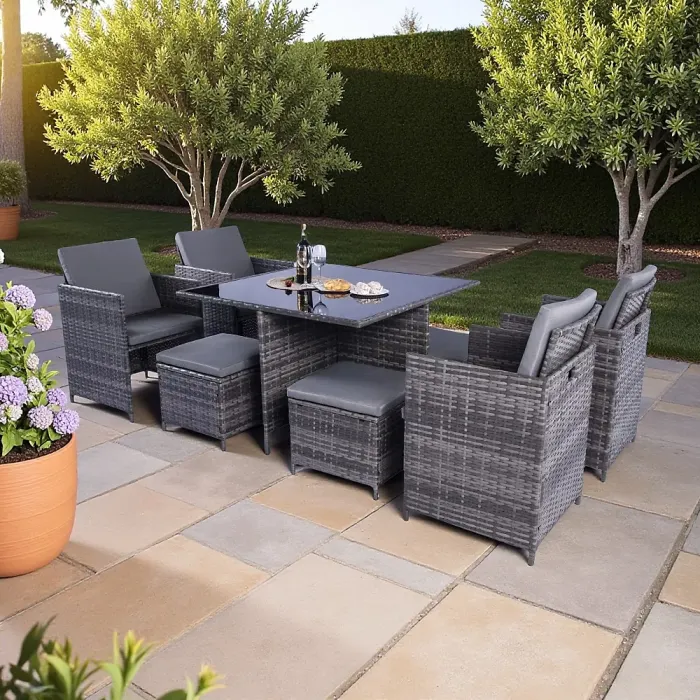 Milano 9 Piece Rattan Cube Dining Set