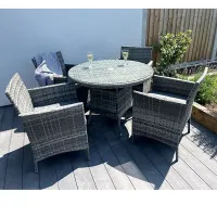 5-Piece Rattan Wicker Relaxed Garden Dining Set
