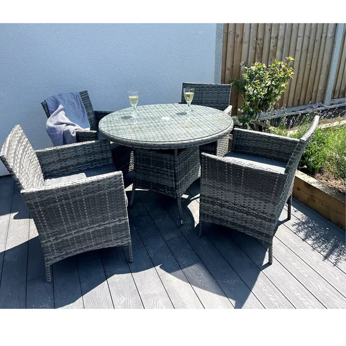 5-Piece Rattan Wicker Relaxed Garden Dining Set