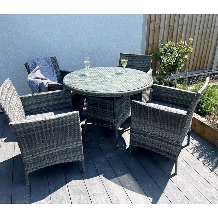 5-Piece Rattan Wicker Relaxed Garden Dining Set