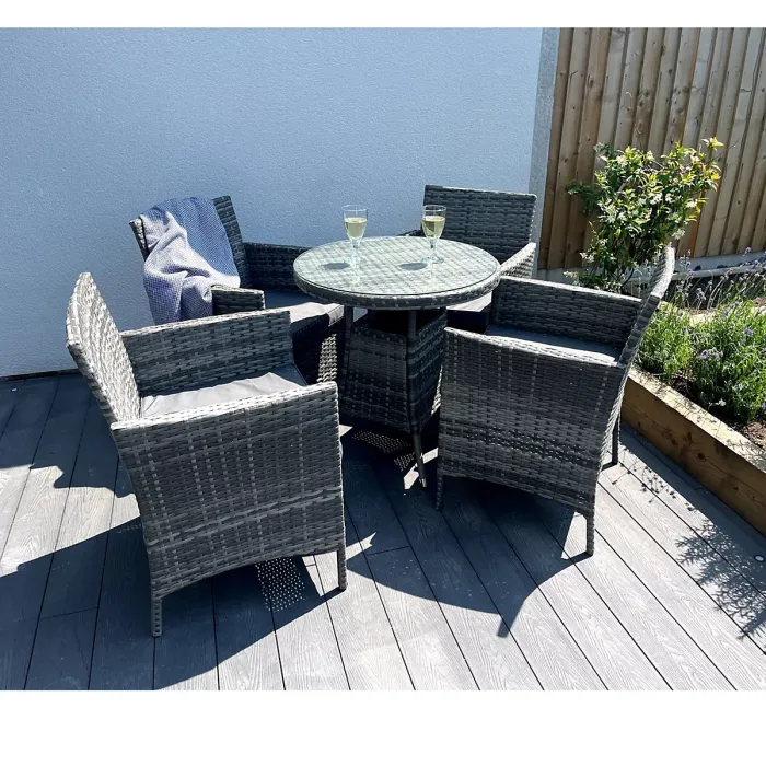 5-Piece Rattan Wicker Relaxed Garden Dining Set