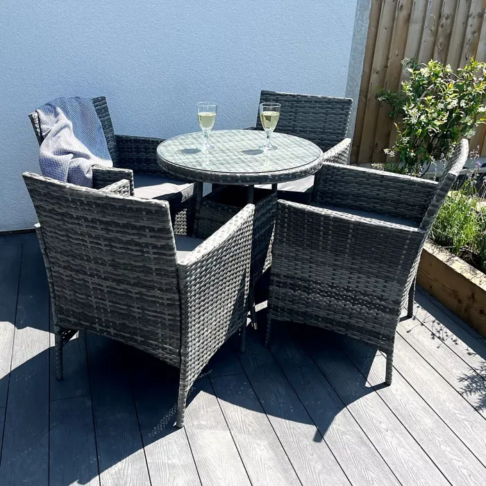 5-Piece Rattan Wicker Relaxed Garden Dining Set