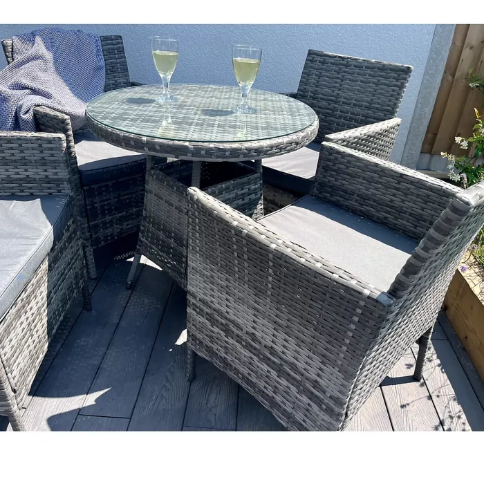 5-Piece Rattan Wicker Relaxed Garden Dining Set