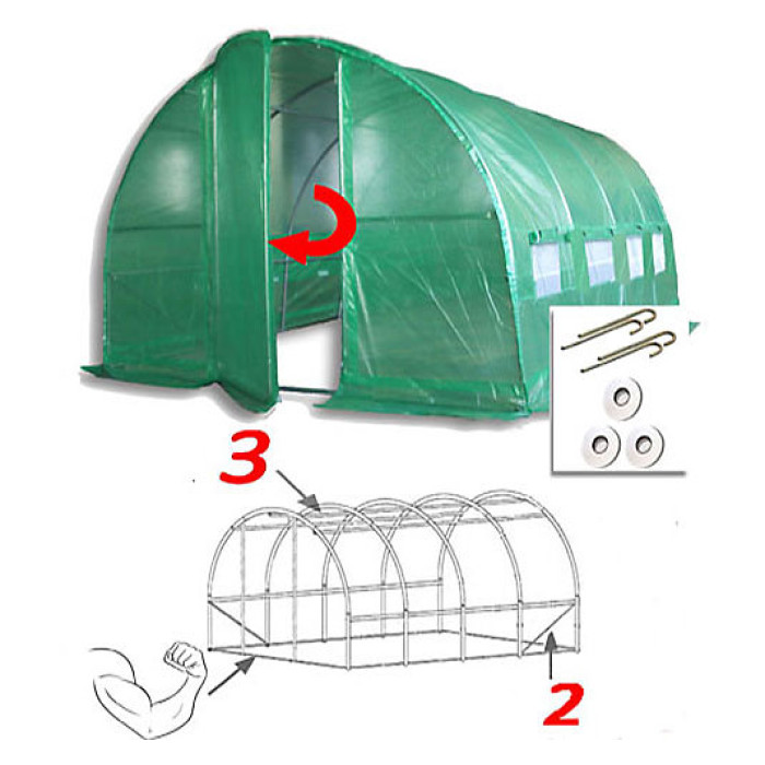 4m x 3m + Ground Anchor Kit (13' x 10' approx) Pro+ Green Poly Tunnel
