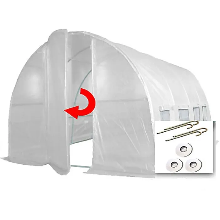 4m x 3m + Ground Anchor Kit (13' x 10' approx) Pro+ White Poly Tunnel